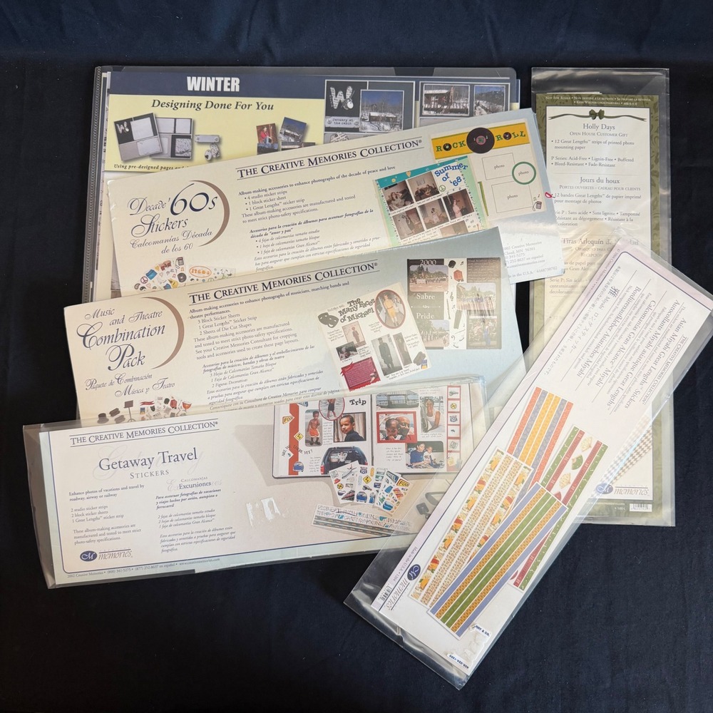 Creative Memories Scrapbook Sticker Lot Getaway 60s Music Winter‎ Rembrandt 6pc